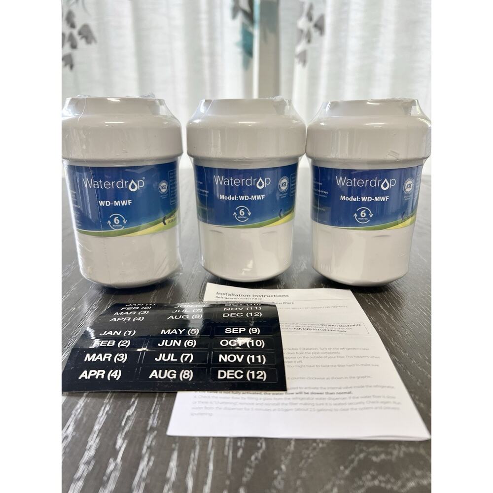 Waterdrop Replacement Refrigerator Water Filter WD-MWF for GE Maytag Lot of 3